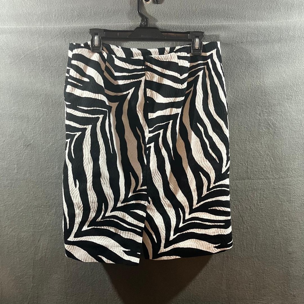 Talbots Zebra Print Pencil Skirt Womens 12 Black White Textured Cotton Lined - Picture 3 of 6